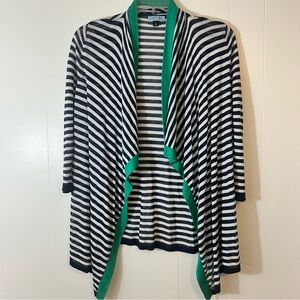 Cynthia Rowley White, Blue and Green‎ Striped Lightweight Sweater Size Large